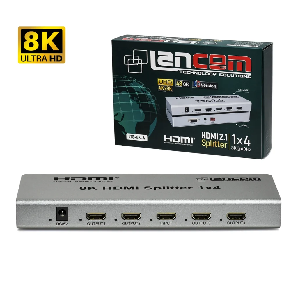 Splitter HDMI 1x4 8K@60Hz Lancom LTS-8K-4: ¡Multiplica tu Señal HDMI a 4 Pantallas con Calidad 8K!, Multiplicador HDMI 8k, Splitter HDMI 8K