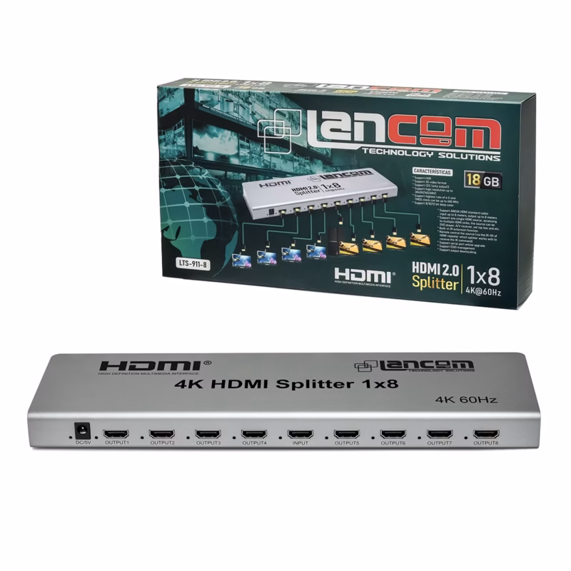 Splitter HDMI × Lancom KHz LTS   Multiplica tu Señal HDMI a  Pantallas