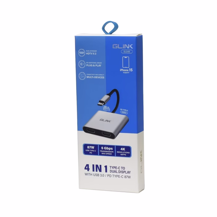 Adaptador USB C a  HDMI KHz con USB  y PD W Glink GL Expande tu Productividad y Entretenimiento USB C  en  USB tipo c a  HDMI