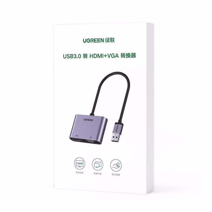 Adaptador USB a HDMI  VGA Ugreen CM Doble Pantalla para Mayor Productividad Ugreen