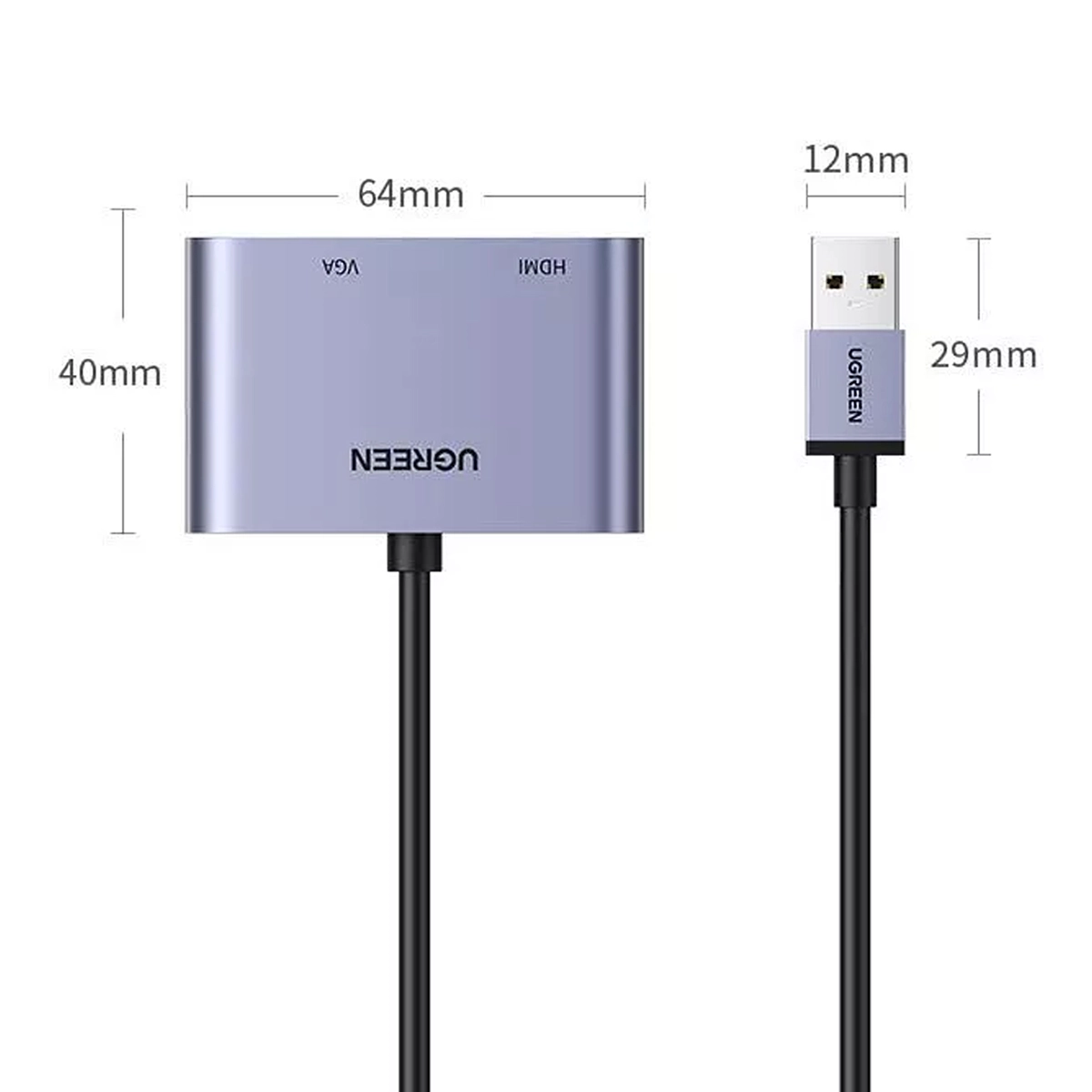 Adaptador USB a HDMI + VGA Ugreen CM449: ¡Doble Pantalla para Mayor Productividad! Ugreen 20518