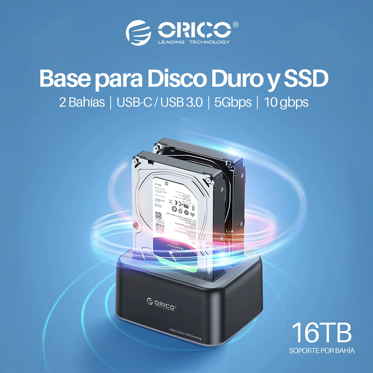 Base para Disco Duro de 2 Puertos USB-C ORICO 6829C3-V1: Acceso Rápido y Seguro a tus Datos