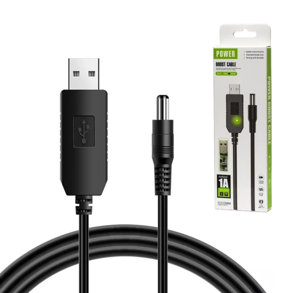 Cable USB a Plug DC 12V 1A (Boost) OX1170: Energía para tus Dispositivos en Cualquier Lugar, Cable USB a 12V Plug DC