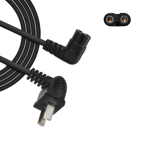 Cable de Poder Tipo 8 con Terminal de 90° American NET GP-132-L-180MM: Conexión Segura y Ahorro de Espacio, Enchufe Plano de 90°, Conector C7 de 90 Grados