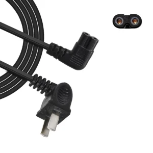 Cable de Poder Tipo 8 con Terminal de 90° American NET GP-132-L-180MM: Conexión Segura y Ahorro de Espacio, Enchufe Plano de 90°, Conector C7 de 90 Grados