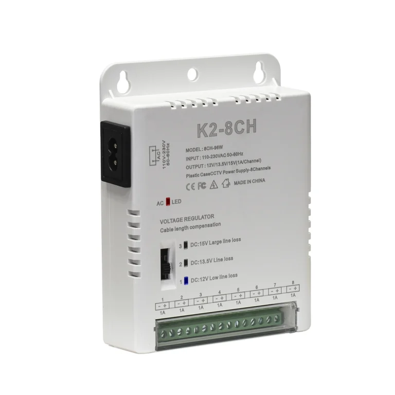 Fuente de Alimentación Conmutada 12V/13.5V/15V 8A (96W) 8 Canales American NET GP-K1-8CH: Energía Multivoltaje para tus Sistemas, Fuente de 8 Canales para Cámara de Seguridad