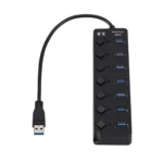 Hub USB 3.0 de 7 Puertos con Interruptores Individuales American NET GP256-7P-3VS: Expande tu Conectividad a Máxima Velocidad, USB HUB 7 Puertos 3.0 Toma Independiente