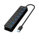 Hub USB 3.0 de 7 Puertos con Interruptores Individuales American NET GP256-7P-3VS: Expande tu Conectividad a Máxima Velocidad, USB HUB 7 Puertos 3.0 Toma Independiente