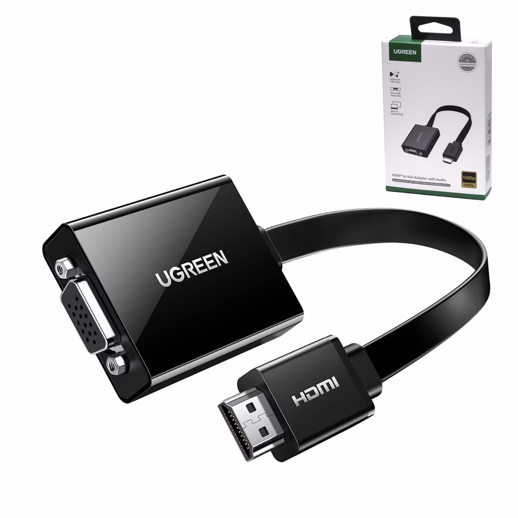 Adaptador HDMI a VGA Ugreen MM103 40248_____ HD Multimedia PERU SAC Adaptador HDMI a VGA con Audio Ugreen MM Conecta tus Dispositivos Modernos a Pantallas VGA