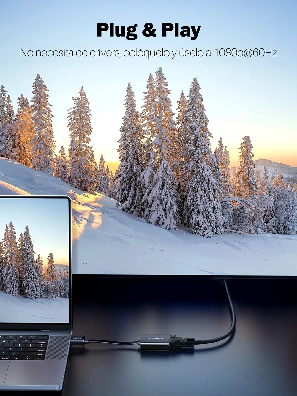 Adaptador HDMI a VGA con Audio Ugreen MM103 (40248): Conecta tus Dispositivos Modernos a Pantallas VGA