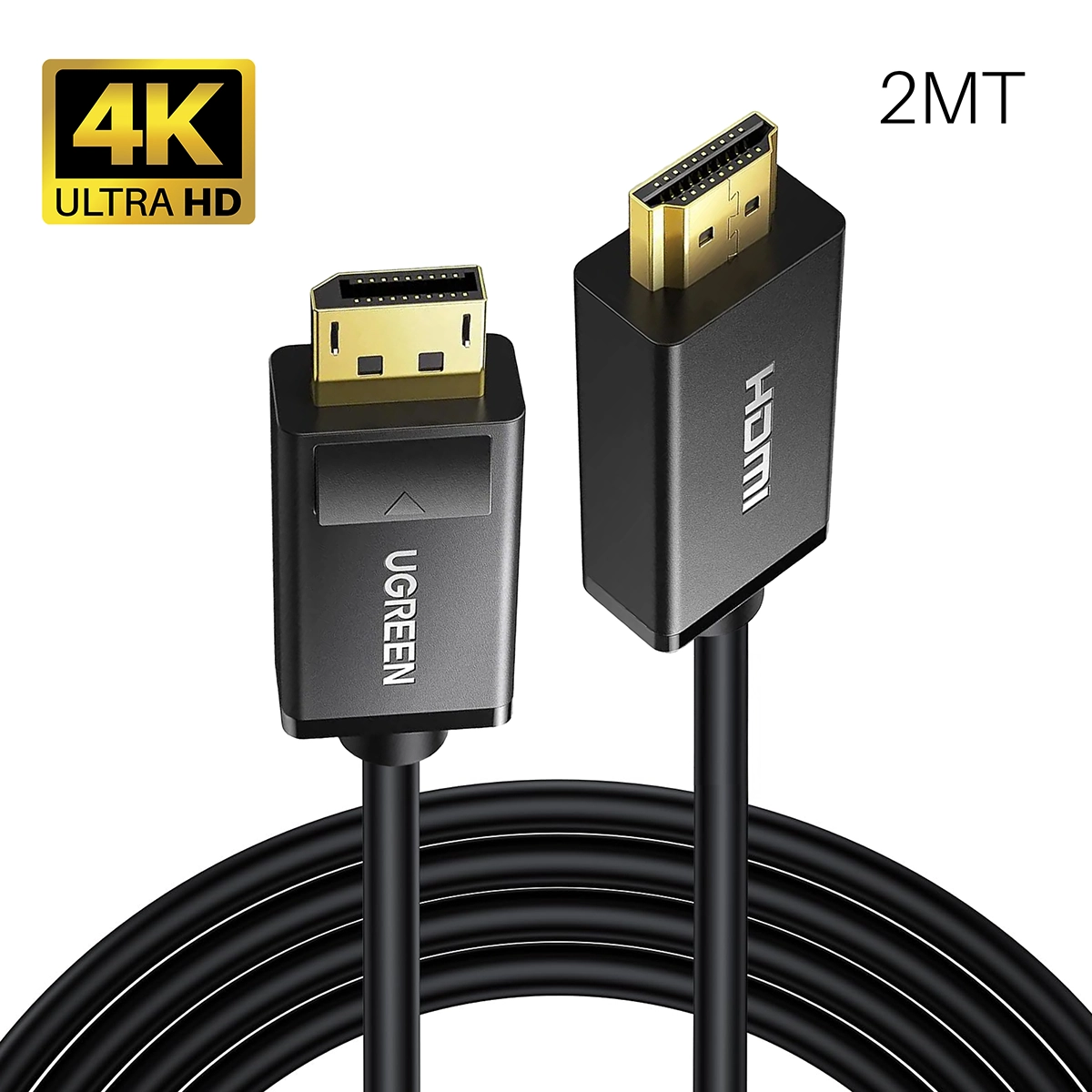 Cable DisplayPort a HDMI 4K 30Hz 2 Metros Ugreen 10202 (DP101): Imagen Nítida y Conexión Confiable