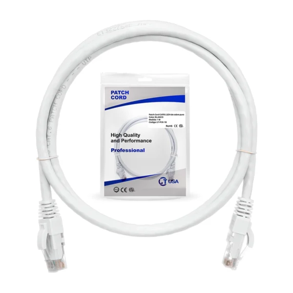 Cable Patch Cord Cat6 1 Metro Blanco LSZH LT USA LT-PC6-1B: Conexión Gigabit Confiable y Segura