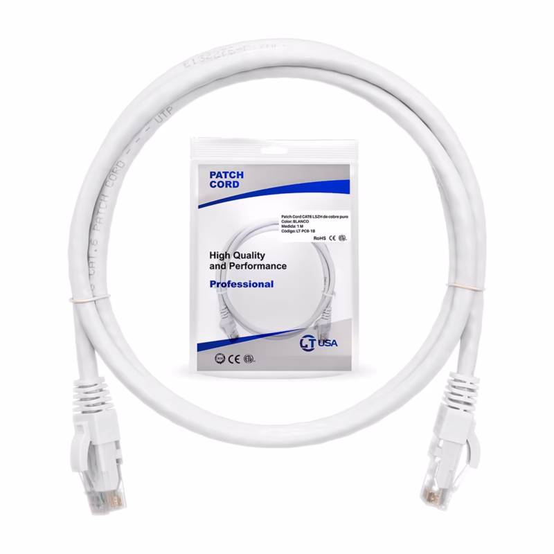 Cable Patch Cord Cat  Metro Blanco LSZH LT USA LT PC B Conexión Gigabit Confiable y Segura