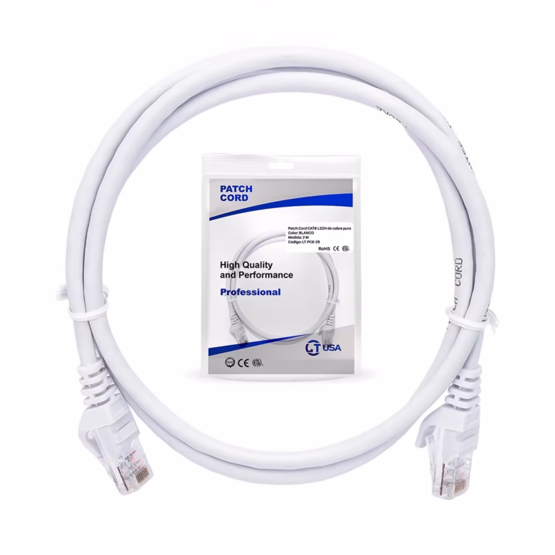Cable Patch Cord Cat  Metros Blanco LSZH LT USA LT PC B Conexión de Red Rápida y Confiable