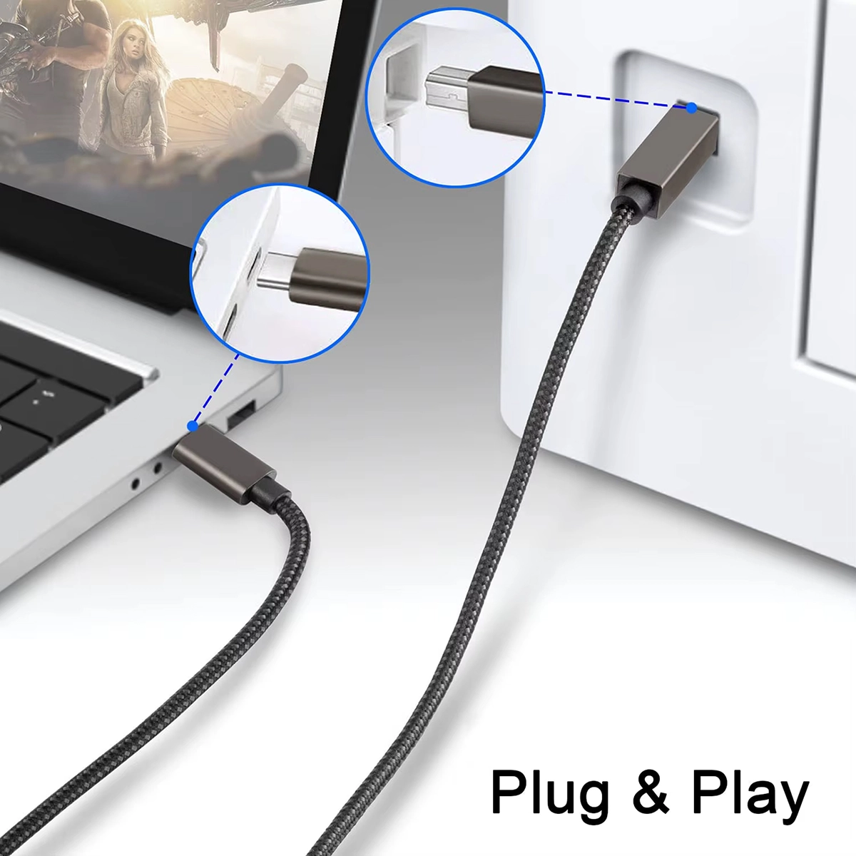 Cable USB-C a Impresora USB-B 1.8m Glink GP-015-TC3: Conexión Premium para tus Dispositivos de Impresión