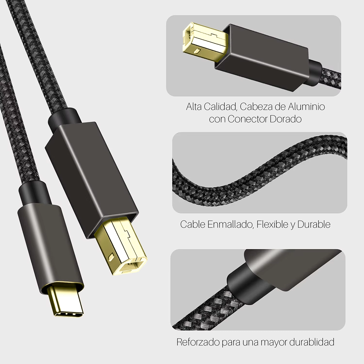 Cable USB-C a Impresora USB-B 1.8m Glink GP-015-TC3: Conexión Premium para tus Dispositivos de Impresión