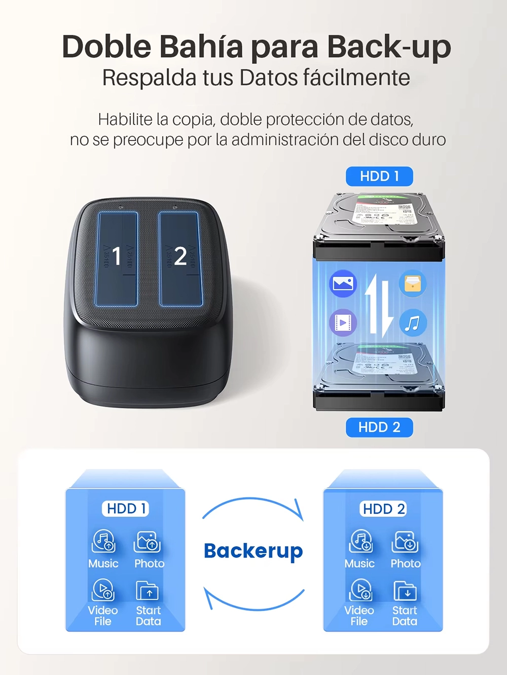 Clonador de Disco Duro HDD/SSD SATA Orico DD28U3-C3-C: Duplicación y Acceso Rápido a tus Datos