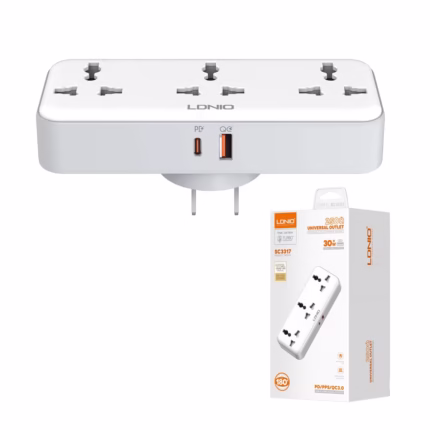Enchufe Triple con Carga Rápida USB-C PD y QC3.0 LDNIO SC3317: Potencia y Versatilidad en un Diseño Compacto