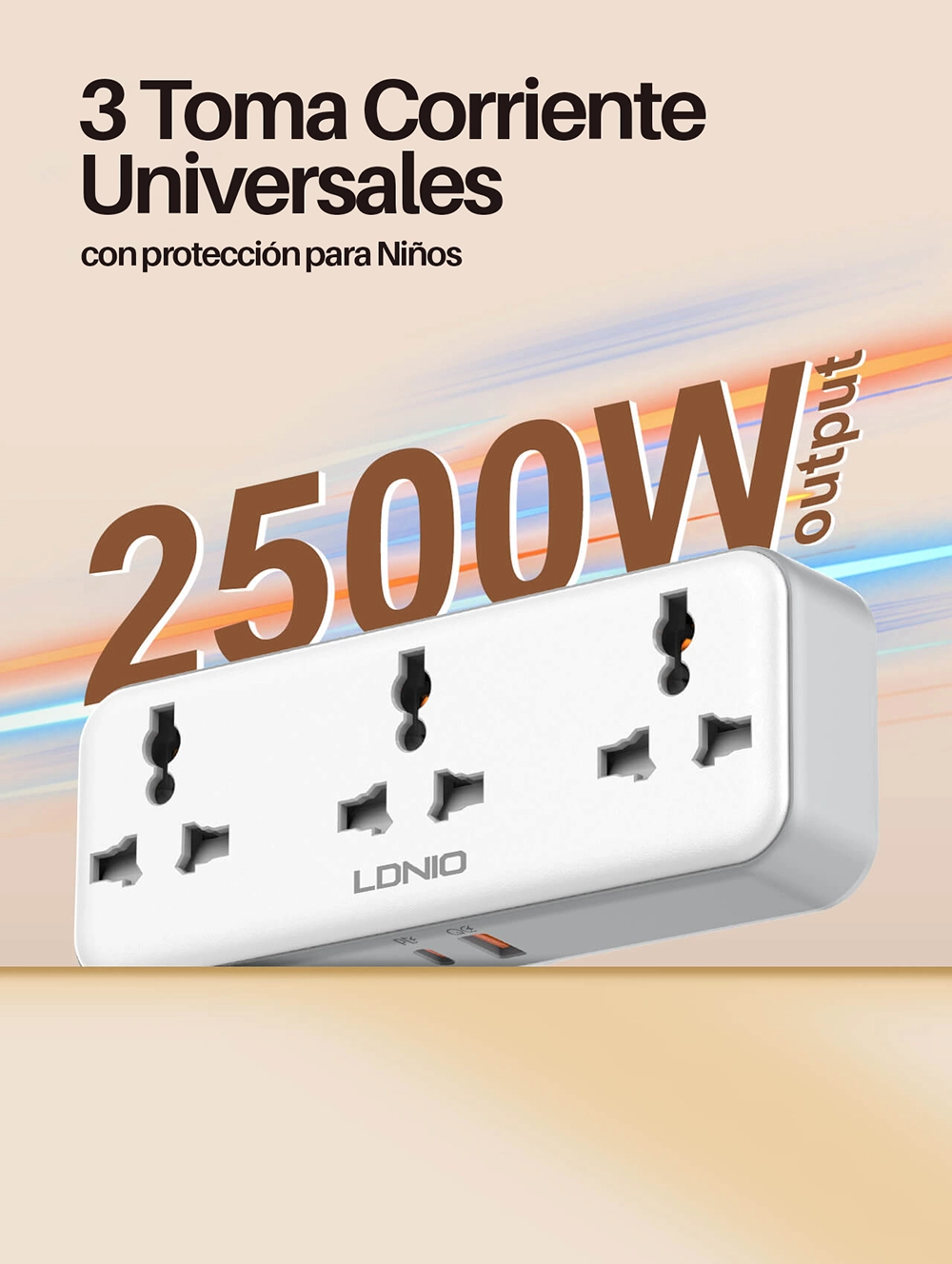 Enchufe Triple con Carga Rápida USB-C PD y QC3.0 LDNIO SC3317: Potencia y Versatilidad en un Diseño Compacto