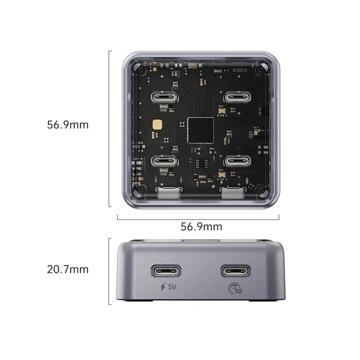 HUB USB-C de 4 Puertos USB 3.2 Gen2 10Gbps ORICO XHJ4C-G2: Expansión Ultrarrápida y Potente