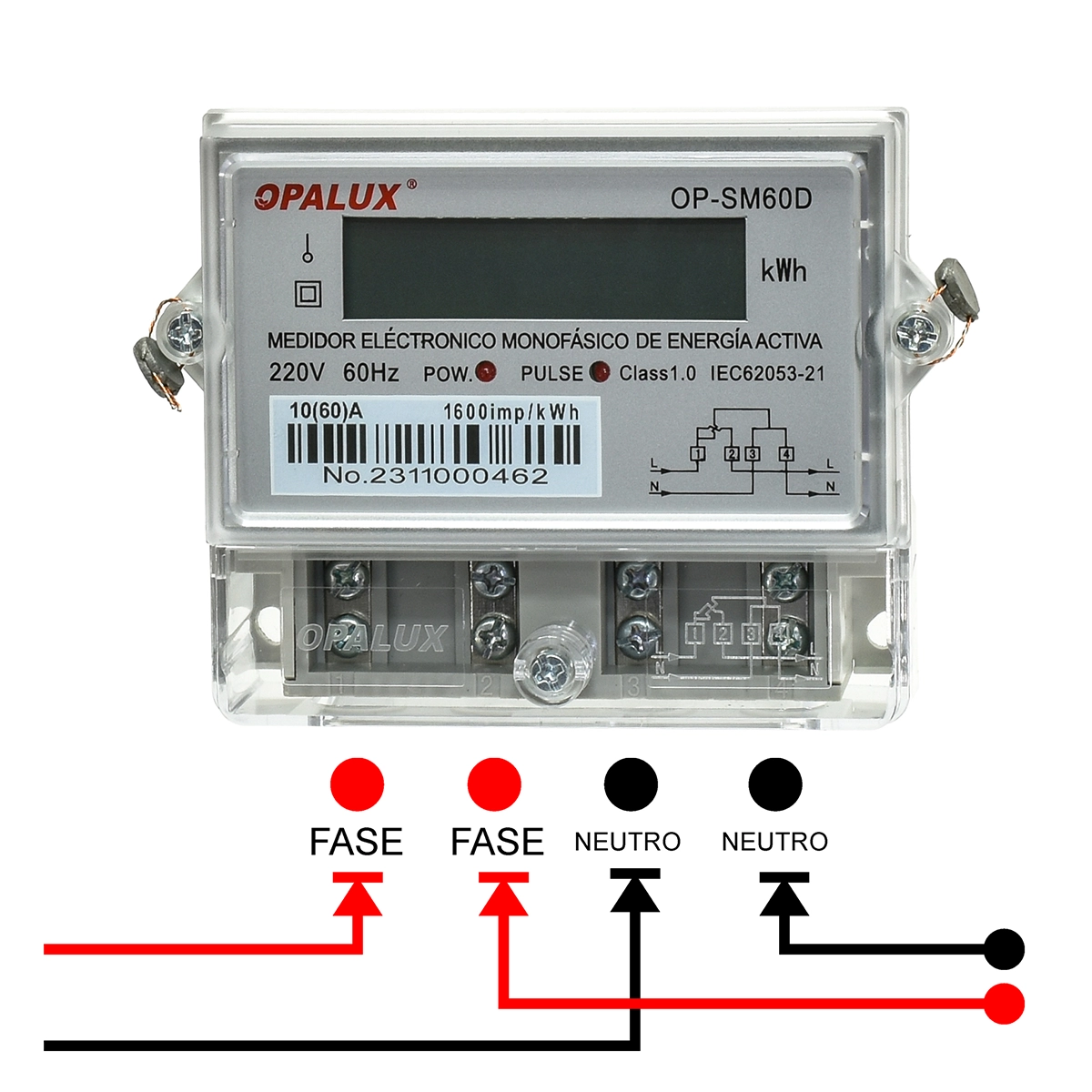 Medidor de Corriente Monofásico Digital Opalux OP-SM60D: Control Preciso de tu Consumo Eléctrico