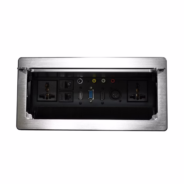 Placa de Escritorio Multimedia Tipo Flip American NET GP HUB HVUAXT Conectividad Total en un Diseño Elegante