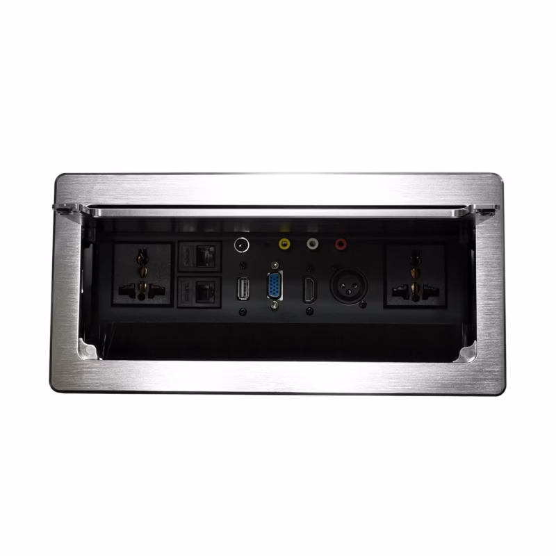 Placa de Escritorio Multimedia Tipo Flip American NET GP-HUB-HVUAX2T: Conectividad Total en un Diseño Elegante