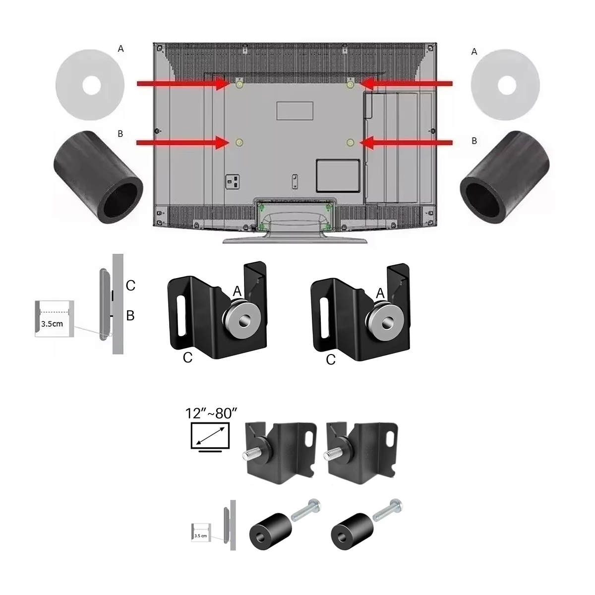 Mini Rack Fijo para TV 12"-80" High Full Max HFM-LCD-800: Montaje Seguro y Discreto para tu Televisor