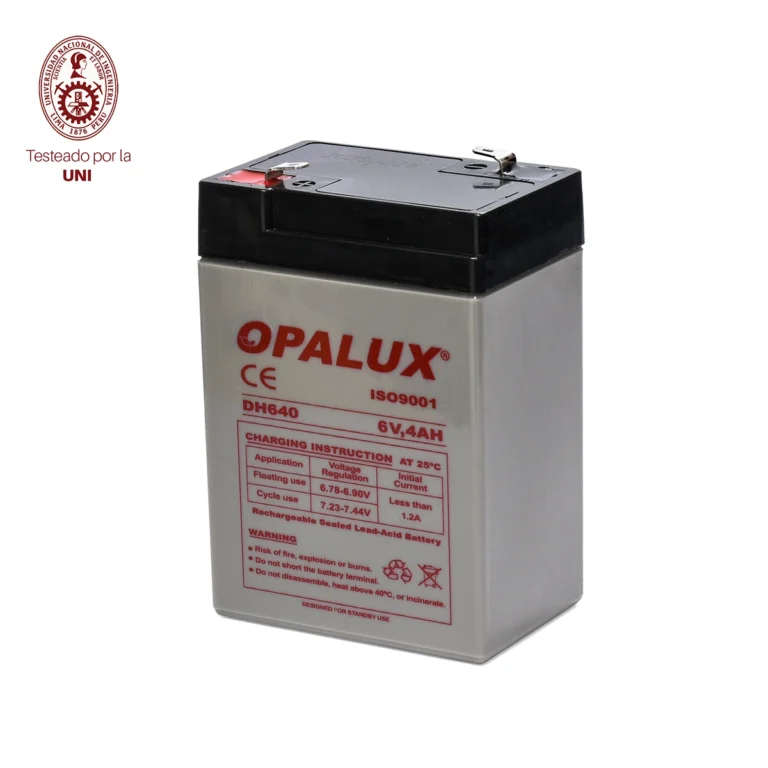 Batería Seca Recargable 6V 4Ah Opalux DH-640: Energía Confiable para Emergencias y Equipos de 6V