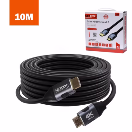 Cable HDMI 4K 10 Metros 100% Cobre NETCOM PE-HD0110: Conexión Ultra HD a Máxima Distancia Pasiva, Cable HDMI NETCOM 10 Metros
