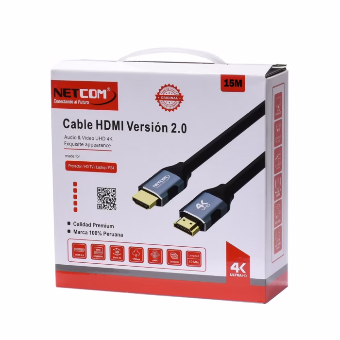 Cable HDMI K  Metros  Cobre NETCOM PE HD Máximo Alcance con Calidad Premium Cable HDMI NETCOM M K v