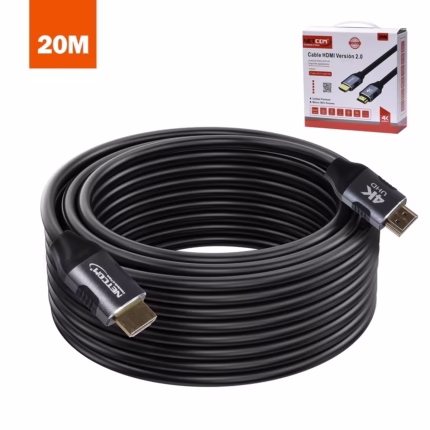 Cable HDMI 4K 20 Metros 100% Cobre NETCOM PE-HD0120: Máximo Alcance para Señales Ultra HD, Cable HDMI 20 Metros NETCOM
