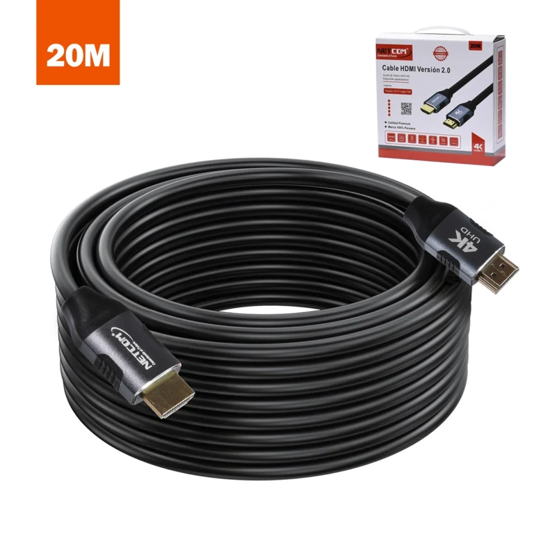 Cable HDMI 4K 20 Metros 100% Cobre NETCOM PE-HD0120: Máximo Alcance para Señales Ultra HD, Cable HDMI 20 Metros NETCOM