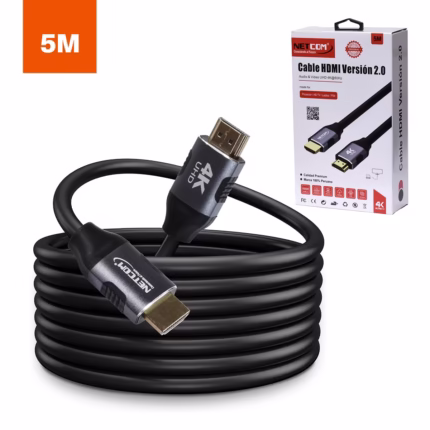 Cable HDMI 4K 5 Metros 100% Cobre NETCOM PE-HD0105: Calidad Ultra HD en Largas Distancias, HDMI NETCOM 5 Metros