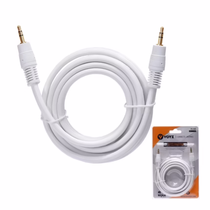 Cable MiniPlug Estéreo 1.8m Blanco VOYZ PS-250G: Sonido Claro y Conexión Duradera