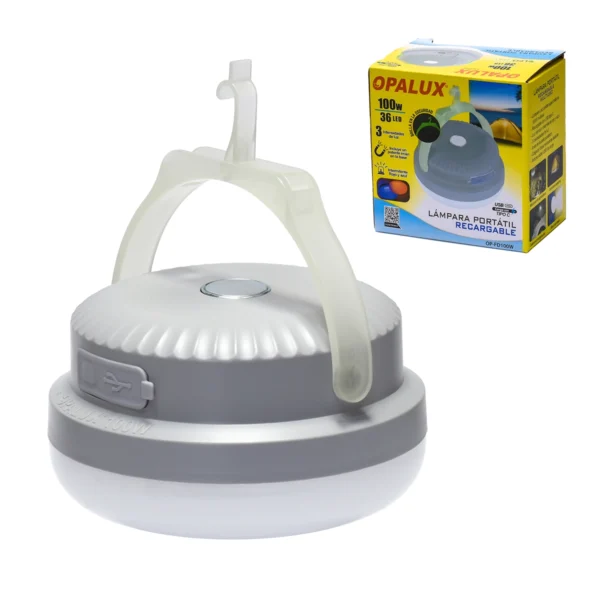 Lámpara Colgante Recargable LED 100W Opalux OP-FD100W: Luz Brillante y Portátil Donde la Necesites