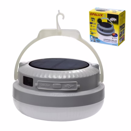 Lámpara Solar LED Recargable 200W Opalux OP-FD200W: Luz Ultra Brillante, Solar, Power Bank y Más