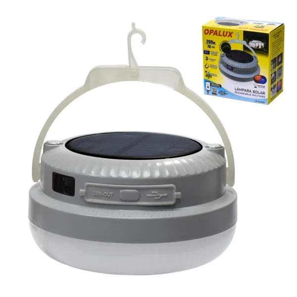 Lámpara Solar LED Recargable 200W Opalux OP-FD200W: Luz Ultra Brillante, Solar, Power Bank y Más