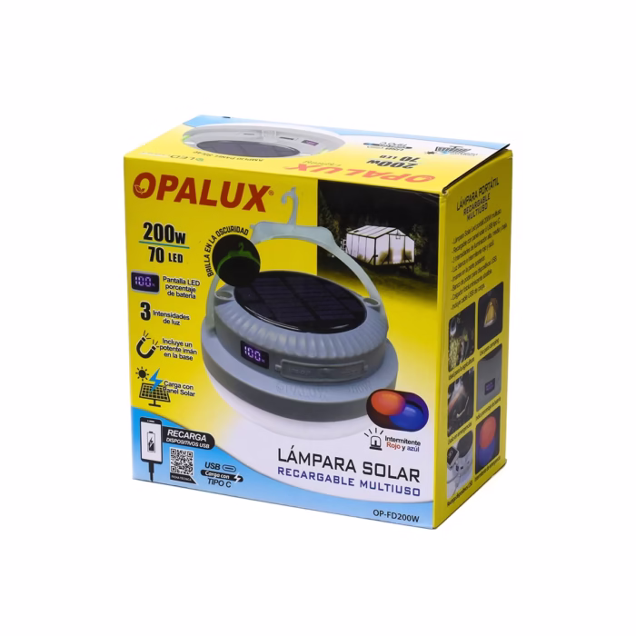 Lámpara Solar LED Recargable W Opalux OP FDW Luz Ultra Brillante Solar Power Bank y Más