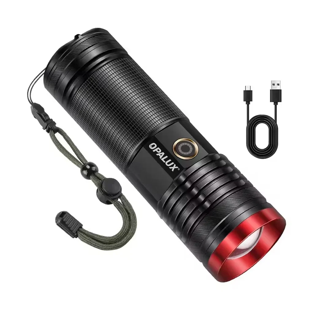 Linterna Táctica LED W LM Opalux OP  Alcance Extremo y Potencia Recargable