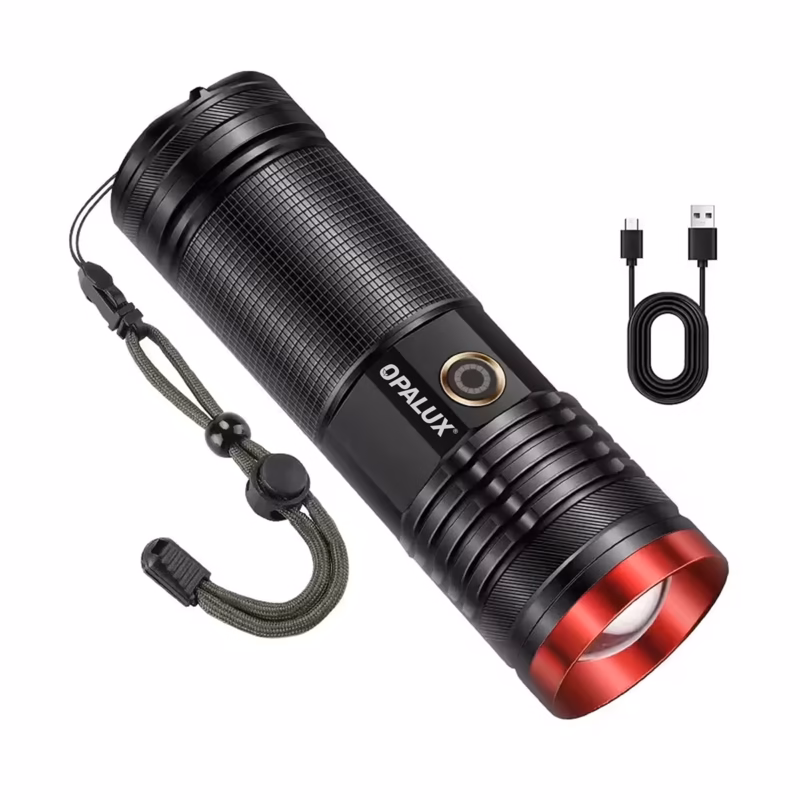 Linterna Táctica LED W LM Opalux OP  Alcance Extremo y Potencia Recargable