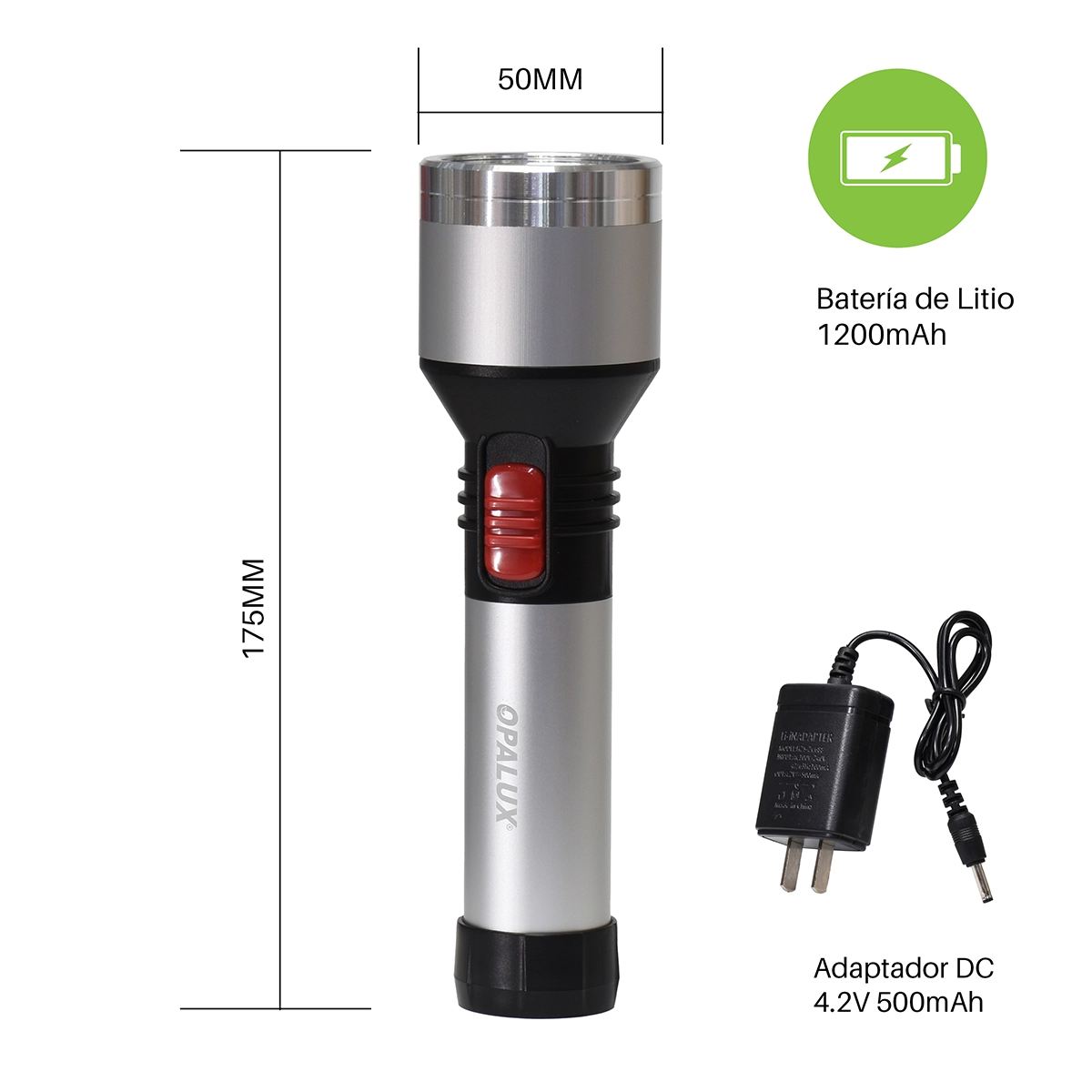 Linterna LED Recargable 3W Opalux OP-L4516B: Iluminación Compacta y Confiable