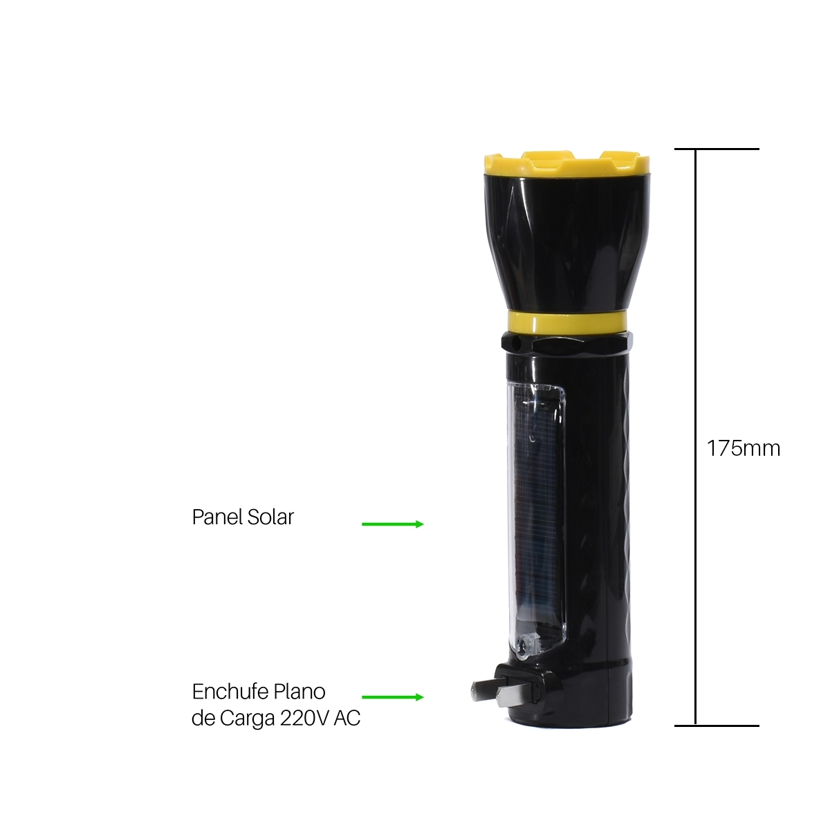 Linterna Recargable de Emergencia Opalux OP-4212: ¡Enchufe Retráctil y Carga Solar!