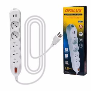 Supresor de Picos Opalux OP USB con  Tomas SchukoUniversal y USB CA Protección y Carga Total