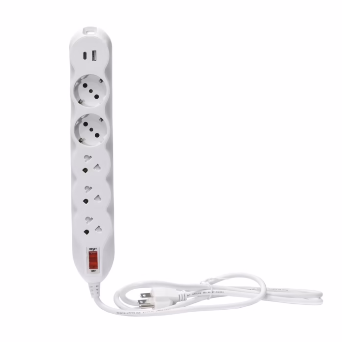 Supresor de Picos Opalux OP USB con  Tomas SchukoUniversal y USB CA Protección y Carga Total