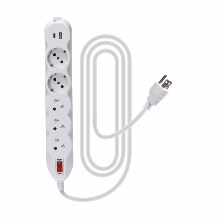Supresor de Picos Opalux OP USB con  Tomas SchukoUniversal y USB CA Protección y Carga Total