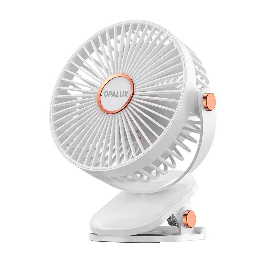 Ventilador Clip On Recargable con Luz LED Opalux OP CF BL Frescura Personal Donde Quieras