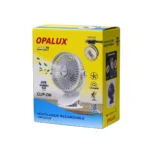 Ventilador Clip-On Recargable con Luz LED Opalux OP-CF60-BL: Frescura Personal Donde Quieras