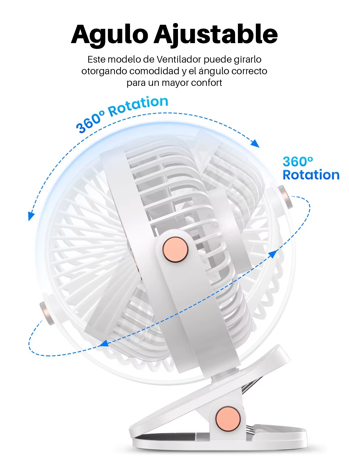 Ventilador Clip-On Recargable con Luz LED Opalux OP-CF60-BL: Frescura Personal Donde Quieras