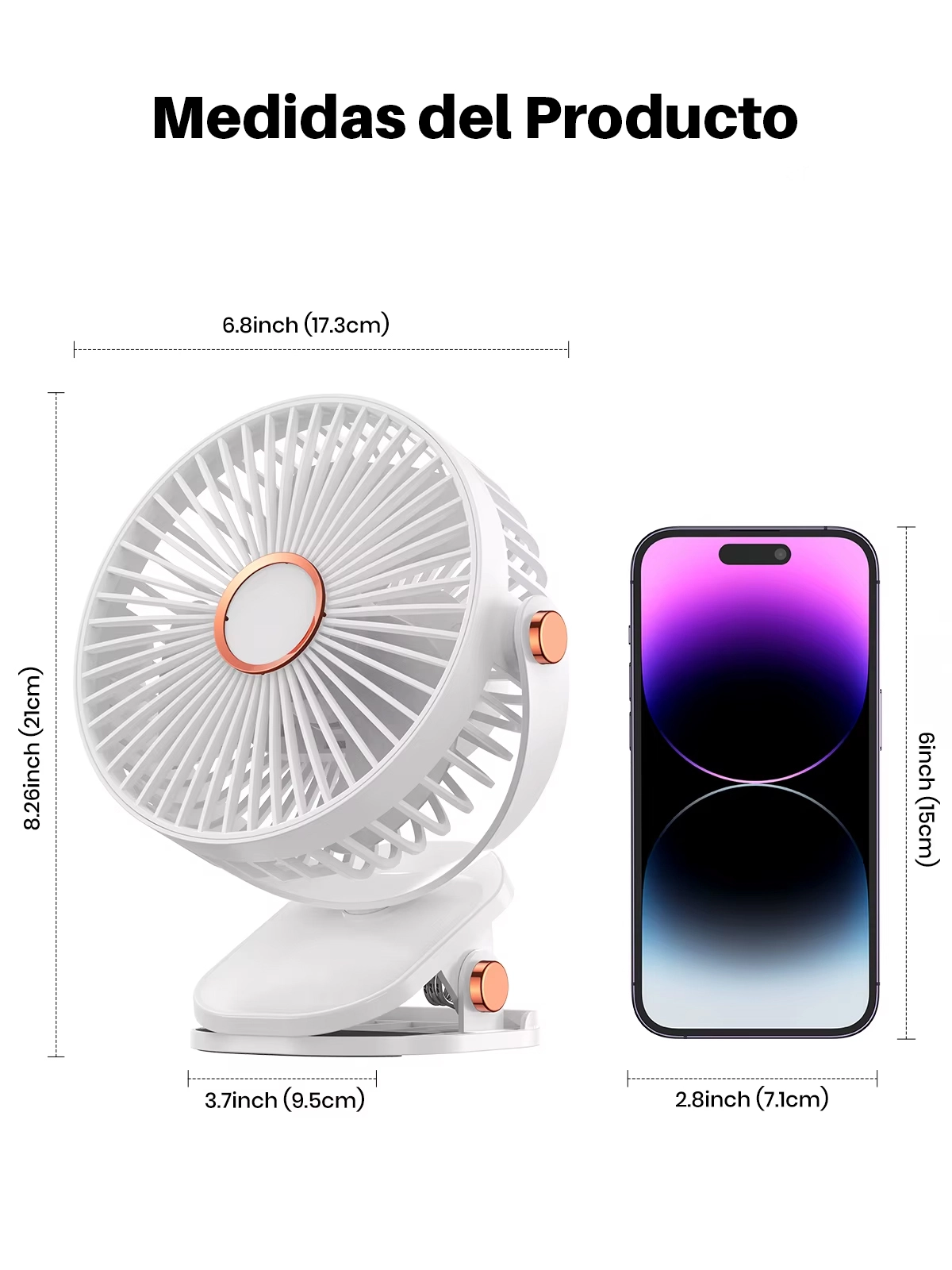 Ventilador Clip-On Recargable con Luz LED Opalux OP-CF60-BL: Frescura Personal Donde Quieras